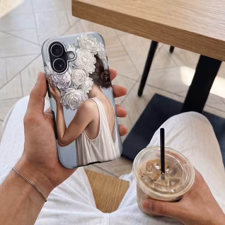 Bloemen - Vrouw - Wit Toughcase MagSafe Apple iPhone 17 klein -Sfeer1M