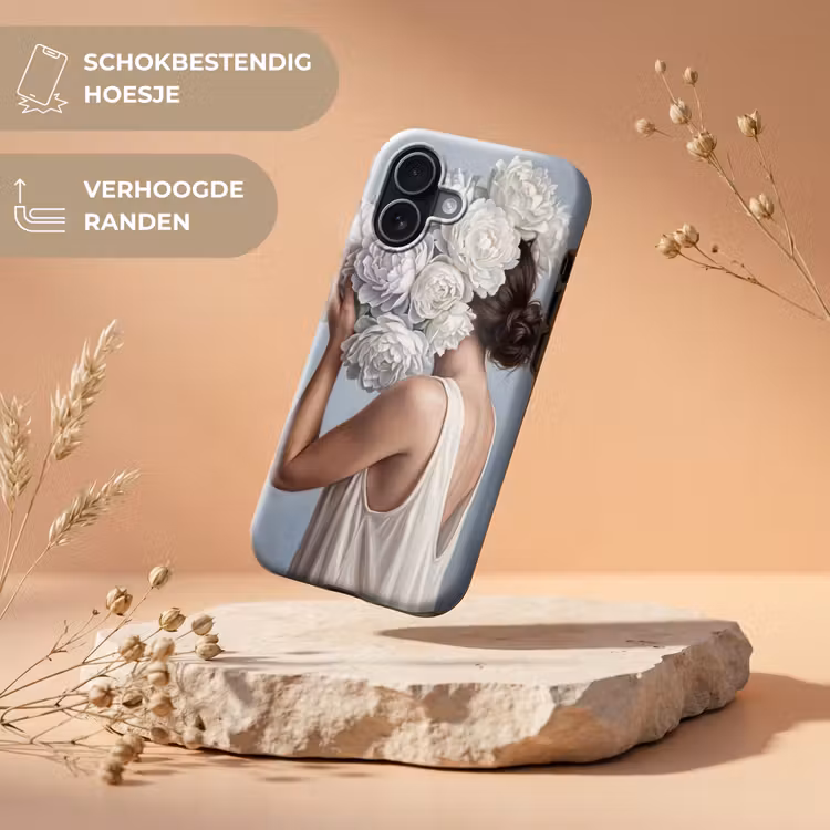 Bloemen - Vrouw - Wit Toughcase MagSafe Apple iPhone 17 klein -USP_RandenV_NL