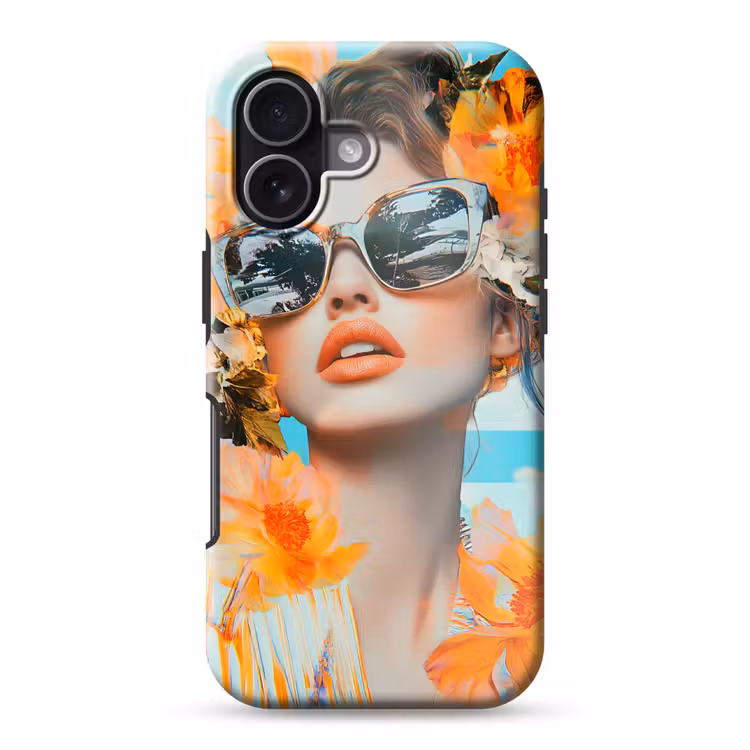 Bloemen - Vrouw - Zonnebril - Blauw Toughcase MagSafe Apple iPhone 17 klein -3d