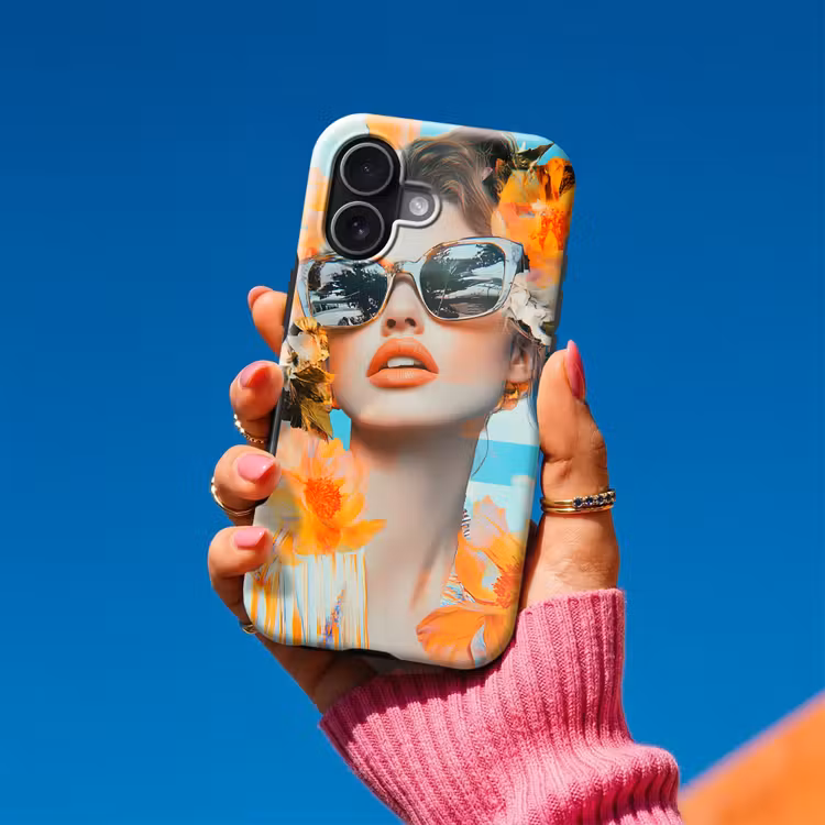 Bloemen - Vrouw - Zonnebril - Blauw Toughcase MagSafe Apple iPhone 17 klein -Sfeer1V