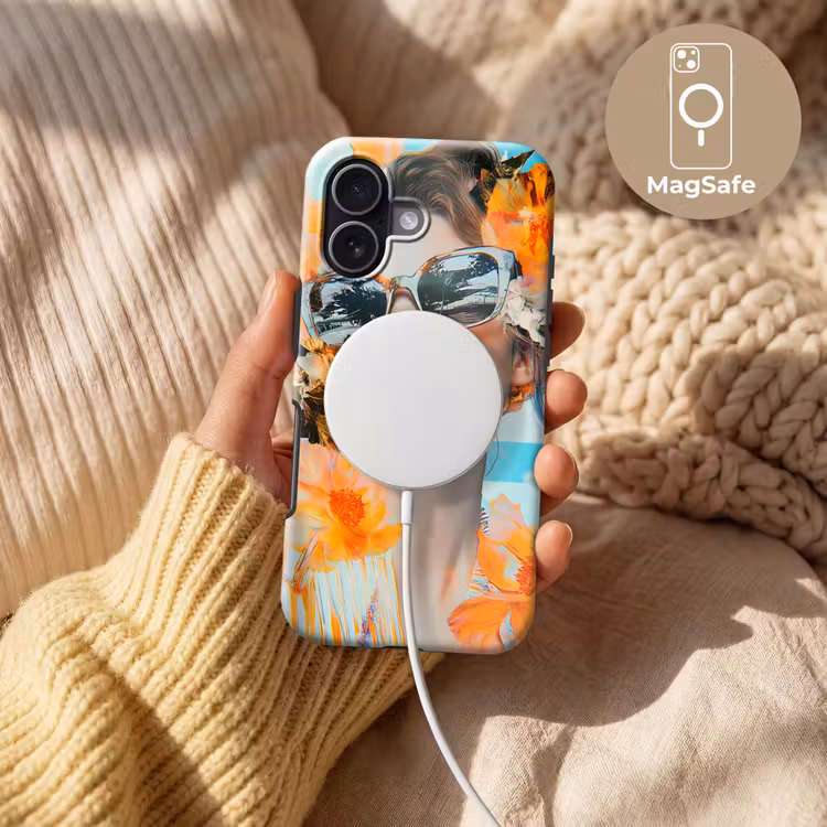 Bloemen - Vrouw - Zonnebril - Blauw Toughcase MagSafe Apple iPhone 17 klein -USP_MagsafeV