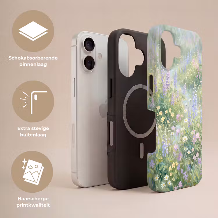 Bloemenveld - Heuvels - Kleurrijk Toughcase MagSafe Apple iPhone 17 klein -USP_Lagen_NL