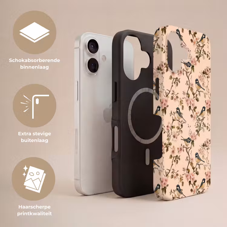 Bloesem - Koolmees - Roze Toughcase MagSafe Apple iPhone 17 klein 1017 -USP_Lagen_NL
