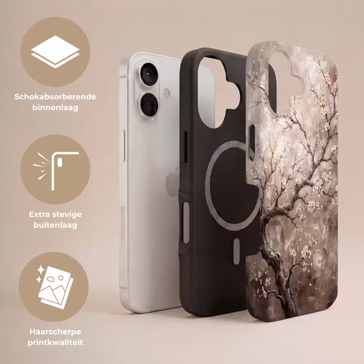 Bloesem - Takken - Schilderij - Beige - Serene Toughcase MagSafe Apple iPhone 17 klein -USP_Lagen_NL