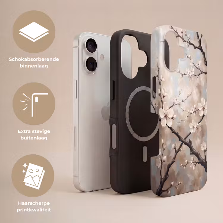Bloesem - Takken - Schilderij - Beige - Serene Toughcase MagSafe Apple iPhone 17 klein -USP_Lagen_NL
