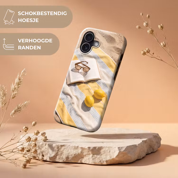 Boek - Zonnebril - Strand - Zomer - Geel Toughcase MagSafe Apple iPhone 17 klein -USP_RandenV_NL