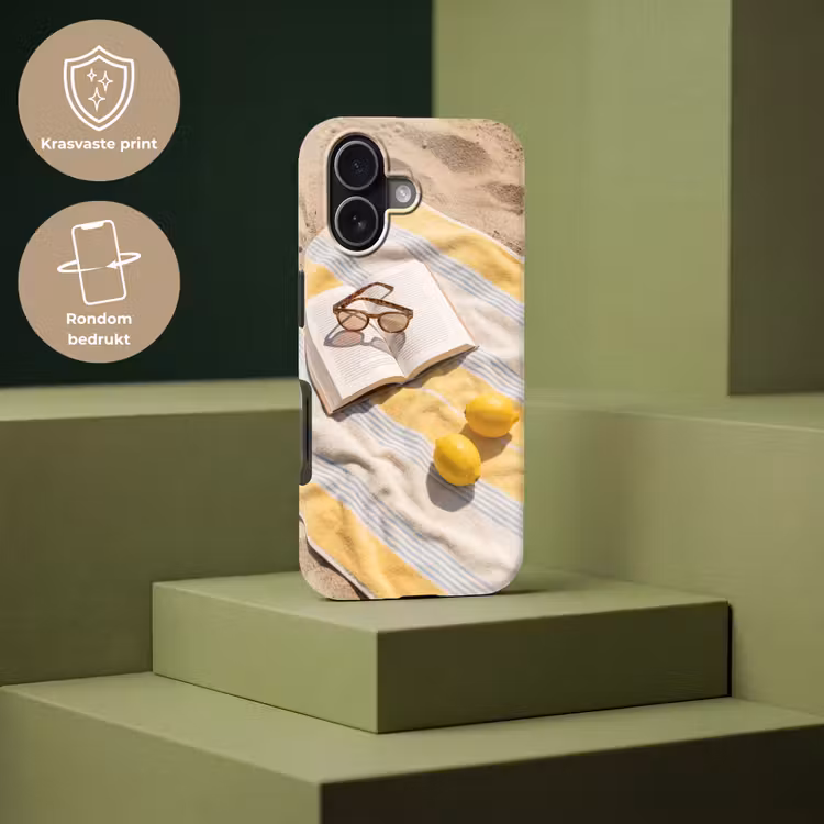 Boek - Zonnebril - Strand - Zomer - Geel Toughcase MagSafe Apple iPhone 17 klein -USP_PrintM_NL