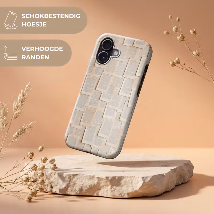 Boekpagina - Collage - Literatuur - Vintage - Beige Toughcase MagSafe Apple iPhone 17 klein -USP_RandenV_NL