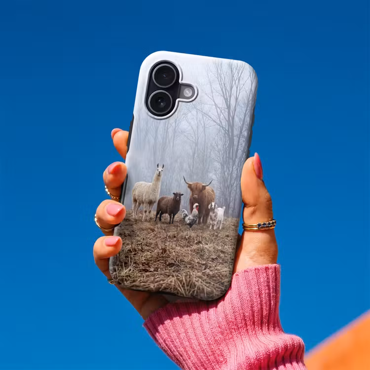 Boerderijdieren - Groep - Mist - Natuur - Rustiek Toughcase MagSafe Apple iPhone 17 klein -Sfeer1V