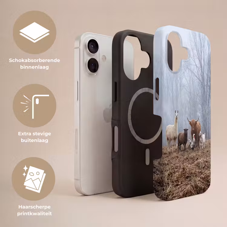 Boerderijdieren - Groep - Mist - Natuur - Rustiek Toughcase MagSafe Apple iPhone 17 klein -USP_Lagen_NL