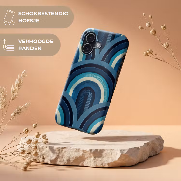 Bogen - Geometrisch - Patroon - Blauw - Retro Toughcase MagSafe Apple iPhone 17 klein 1017 -USP_RandenV_NL