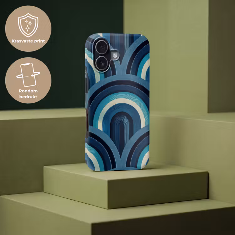 Bogen - Geometrisch - Patroon - Blauw - Retro Toughcase MagSafe Apple iPhone 17 klein 1017 -USP_PrintM_NL