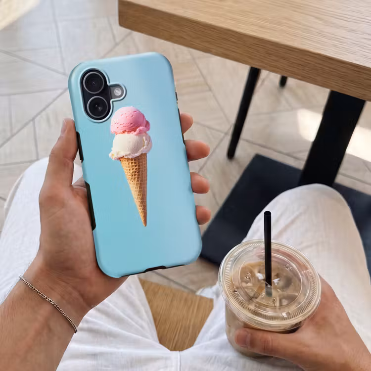 Bolletjes - Schepijs - Hoorntje - Blauw Toughcase MagSafe Apple iPhone 17 klein -Sfeer1M