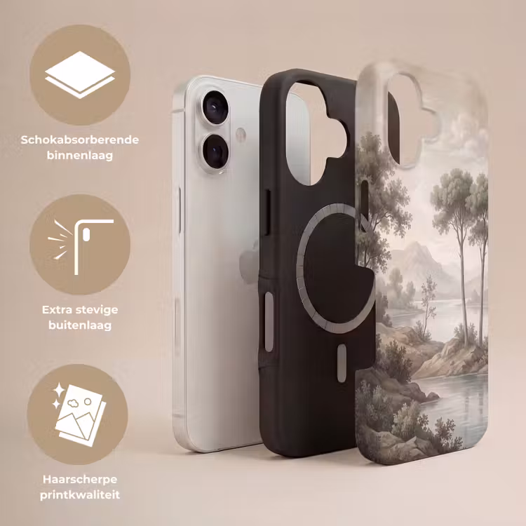 Bomen - Meer - Bergen - Illustratie Toughcase MagSafe Apple iPhone 17 klein -USP_Lagen_NL