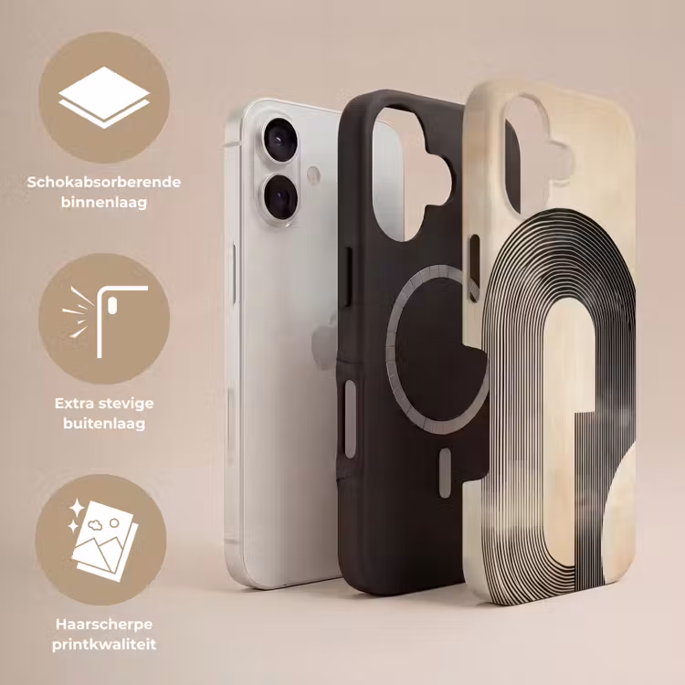 Boog - Strepen - Minimalistisch - Zwart Toughcase MagSafe Apple iPhone 17 klein -USP_Lagen_NL