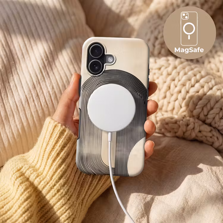 Boog - Strepen - Minimalistisch - Zwart Toughcase MagSafe Apple iPhone 17 klein -USP_MagsafeV