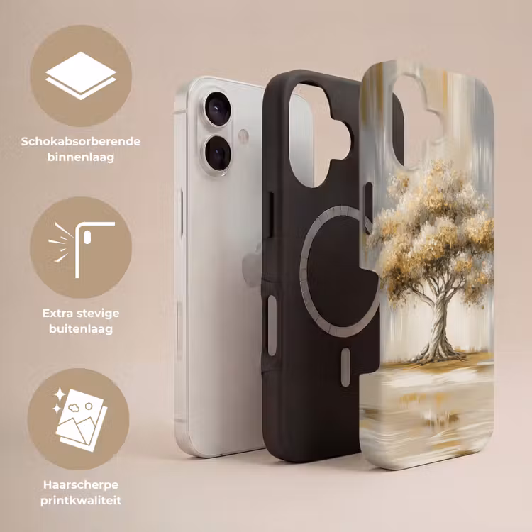 Boom - Bladeren - Abstract - Wit Toughcase MagSafe Apple iPhone 17 klein -USP_Lagen_NL