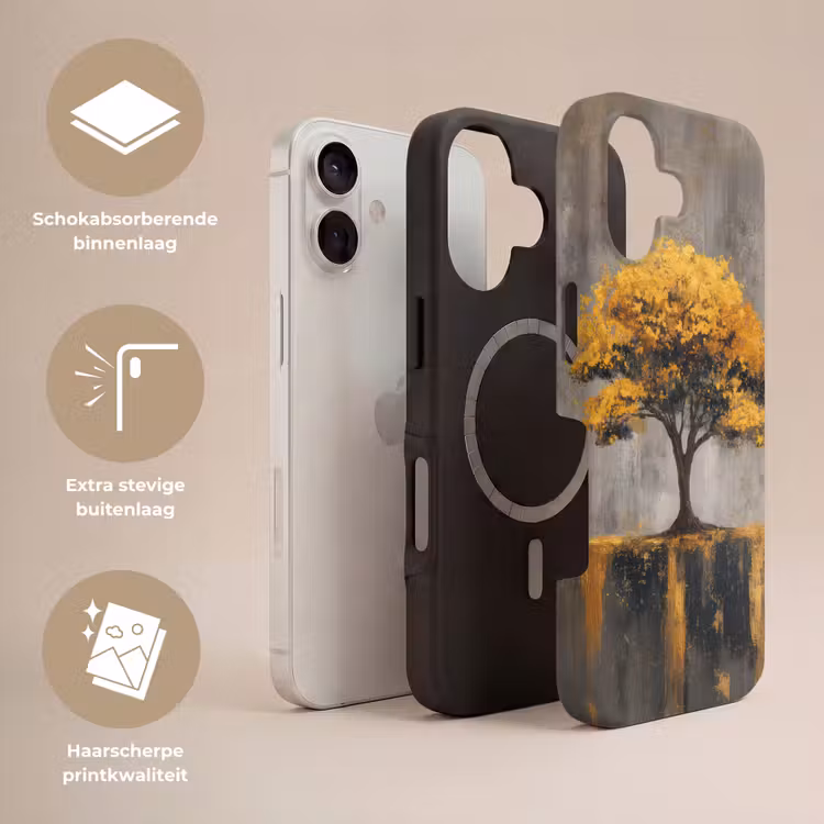 Boom - Bladeren - Goud - Abstract Toughcase MagSafe Apple iPhone 17 klein -USP_Lagen_NL