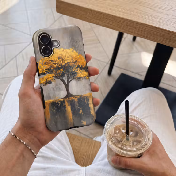 Boom - Bladeren - Goud - Abstract Toughcase MagSafe Apple iPhone 17 klein -Sfeer1M