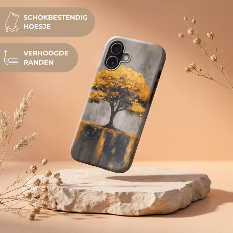 Boom - Bladeren - Goud - Abstract Toughcase MagSafe Apple iPhone 17 klein -USP_RandenV_NL
