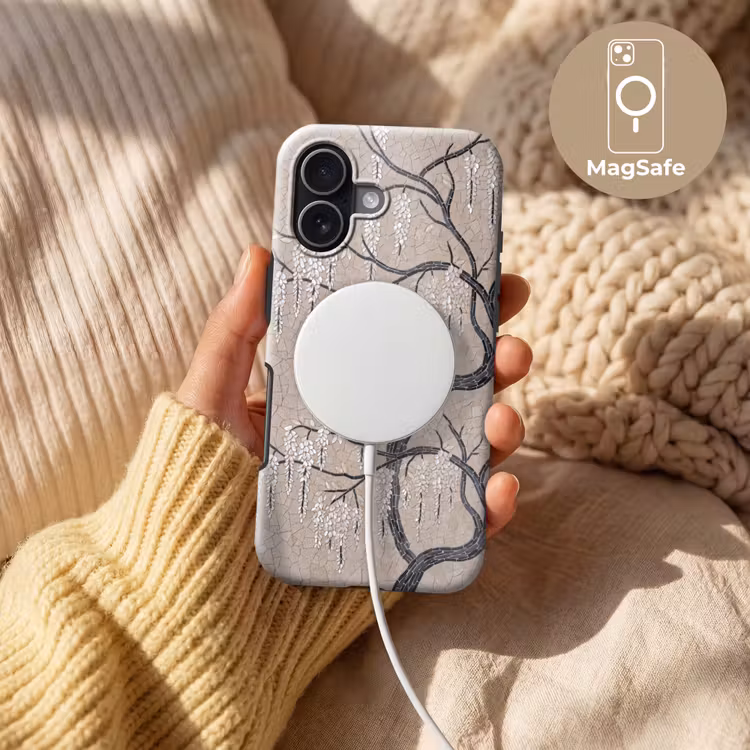 Boom - Bloemen - Mozaïek - Kunst - Wit Toughcase MagSafe Apple iPhone 17 klein -USP_MagsafeV