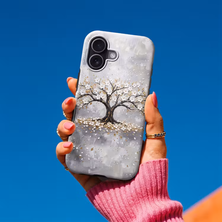 Boom - Bloemen - Natuur - Abstract - Wit Toughcase MagSafe Apple iPhone 17 klein -Sfeer1V