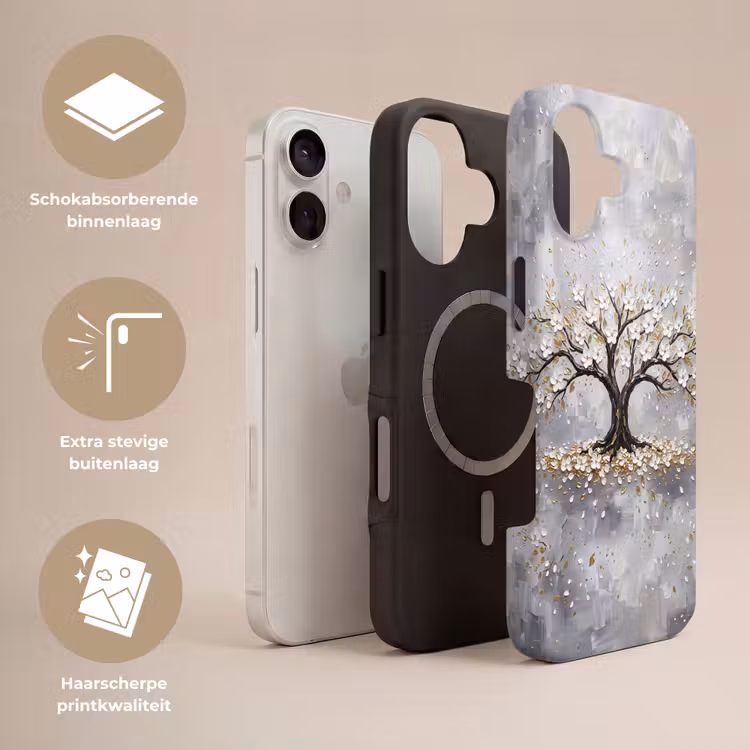 Boom - Bloemen - Natuur - Abstract - Wit Toughcase MagSafe Apple iPhone 17 klein -USP_Lagen_NL