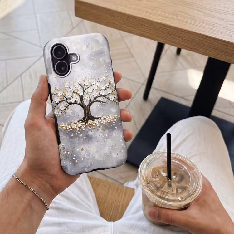 Boom - Bloemen - Natuur - Abstract - Wit Toughcase MagSafe Apple iPhone 17 klein -Sfeer1M