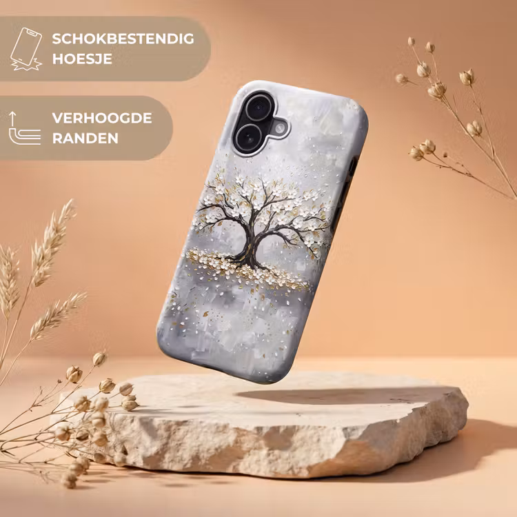 Boom - Bloemen - Natuur - Abstract - Wit Toughcase MagSafe Apple iPhone 17 klein -USP_RandenV_NL