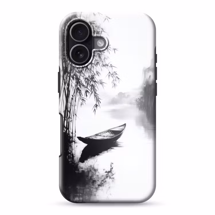 Boot - Rivier - Bamboe - Wit Toughcase MagSafe Apple iPhone 17 klein -3d