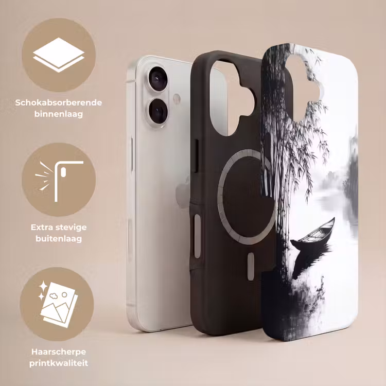 Boot - Rivier - Bamboe - Wit Toughcase MagSafe Apple iPhone 17 klein -USP_Lagen_NL