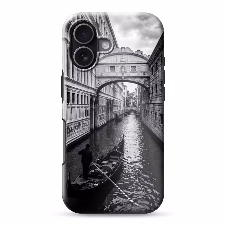 Boot - Waterweg - Stad - Zwart-wit - Architectuur Toughcase MagSafe Apple iPhone 17 klein -3d