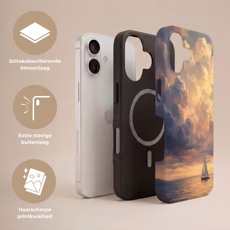 Boot - Zonsondergang - Zee - Natuur - Goud Toughcase MagSafe Apple iPhone 17 klein -USP_Lagen_NL