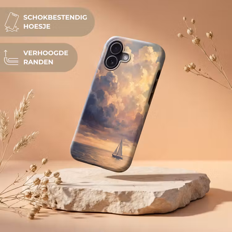 Boot - Zonsondergang - Zee - Natuur - Goud Toughcase MagSafe Apple iPhone 17 klein -USP_RandenV_NL