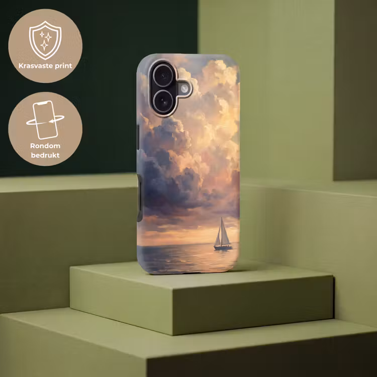 Boot - Zonsondergang - Zee - Natuur - Goud Toughcase MagSafe Apple iPhone 17 klein -USP_PrintM_NL