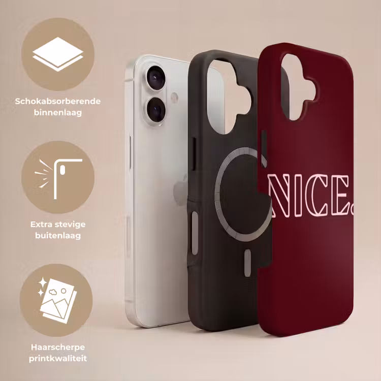 Bordeaux - Nice - minimalistisch Toughcase MagSafe Apple iPhone 17 klein -USP_Lagen_NL