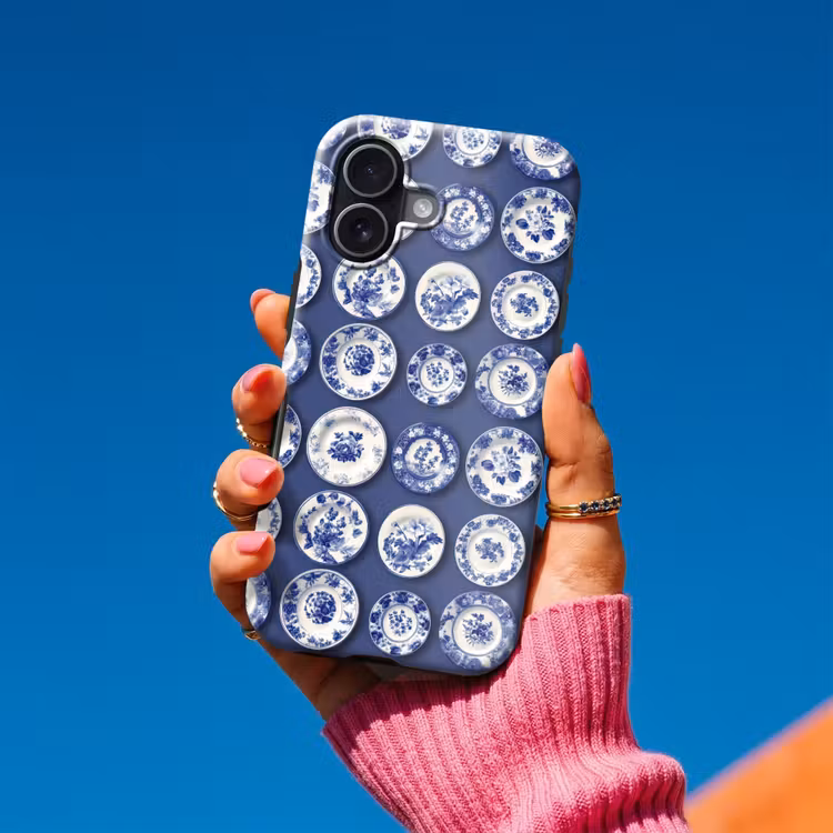 Borden - Floraal - Blauw Toughcase MagSafe Apple iPhone 17 klein 1017 -Sfeer1V