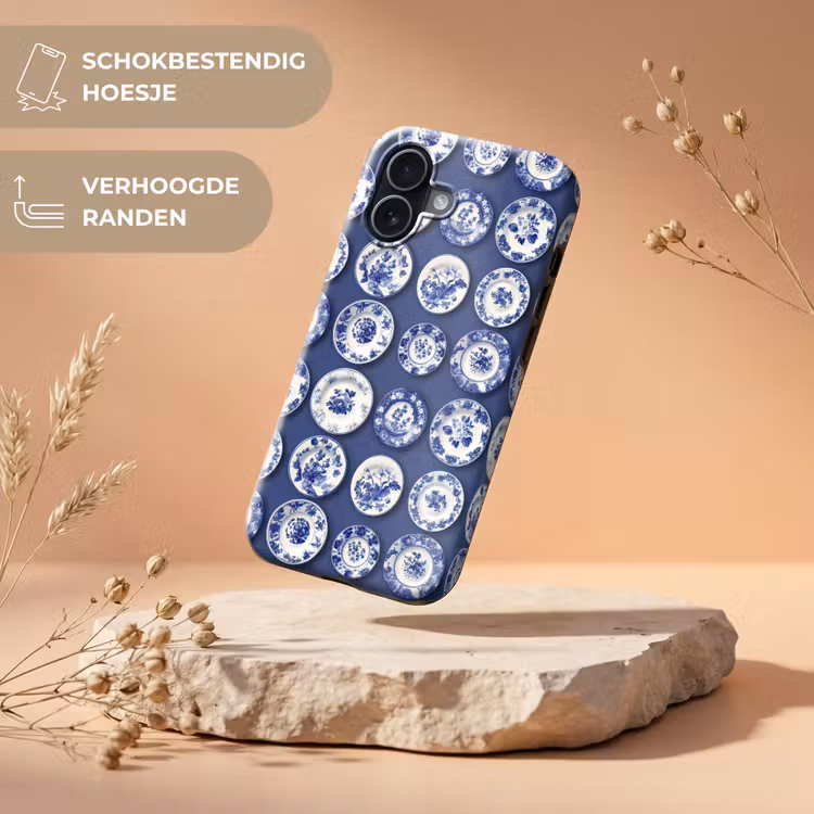 Borden - Floraal - Blauw Toughcase MagSafe Apple iPhone 17 klein 1017 -USP_RandenV_NL