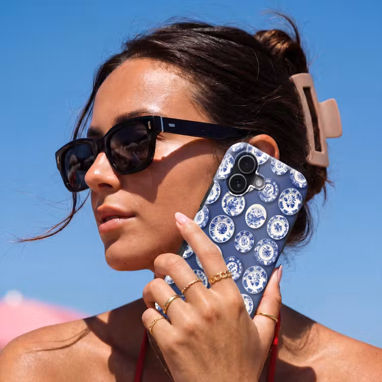 Borden - Floraal - Blauw Toughcase MagSafe Apple iPhone 17 klein 1017 -Sfeer2V