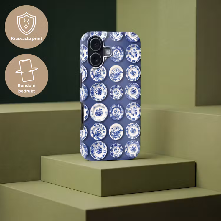 Borden - Floraal - Blauw Toughcase MagSafe Apple iPhone 17 klein 1017 -USP_PrintM_NL