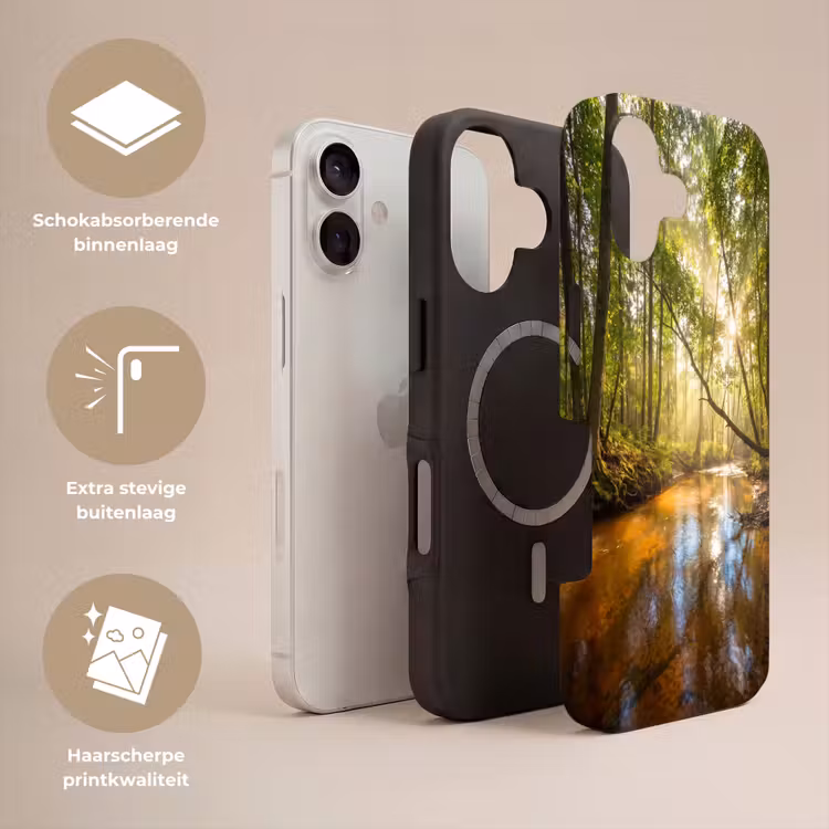 Bos - Beek - Zonlicht - Natuur - Groen Toughcase MagSafe Apple iPhone 17 klein -USP_Lagen_NL