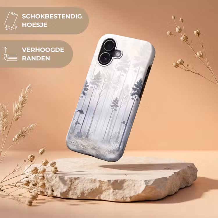 Bos - Bomen - Mist - Natuur - Illustratie - Grijs Toughcase MagSafe Apple iPhone 17 klein -USP_RandenV_NL