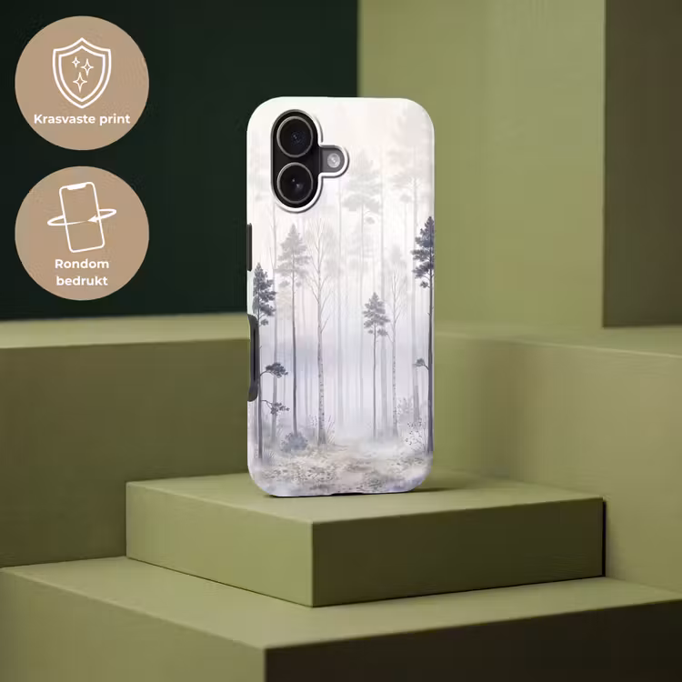 Bos - Bomen - Mist - Natuur - Illustratie - Grijs Toughcase MagSafe Apple iPhone 17 klein -USP_PrintM_NL