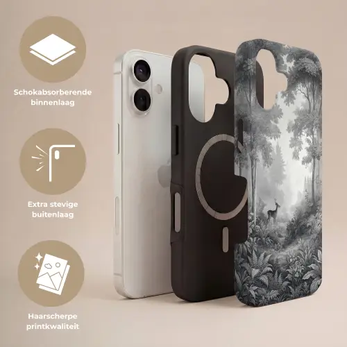 Bos - Hert - Zwart - Wit Toughcase MagSafe Apple iPhone 17 klein -USP_Lagen_NL