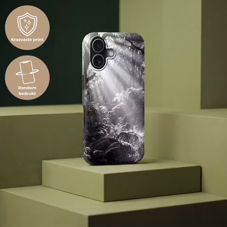 Bos - Lichtstralen - Natuur - Zwart-wit Toughcase MagSafe Apple iPhone 17 klein -USP_PrintM_NL