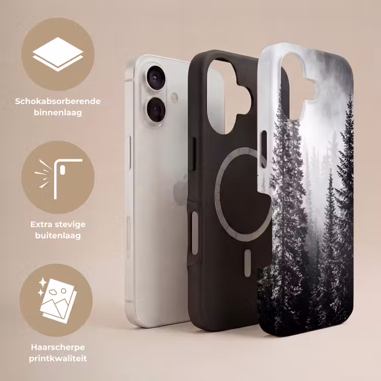 Bos - Mist - Winter - Monochroom - Natuur Toughcase MagSafe Apple iPhone 17 klein -USP_Lagen_NL