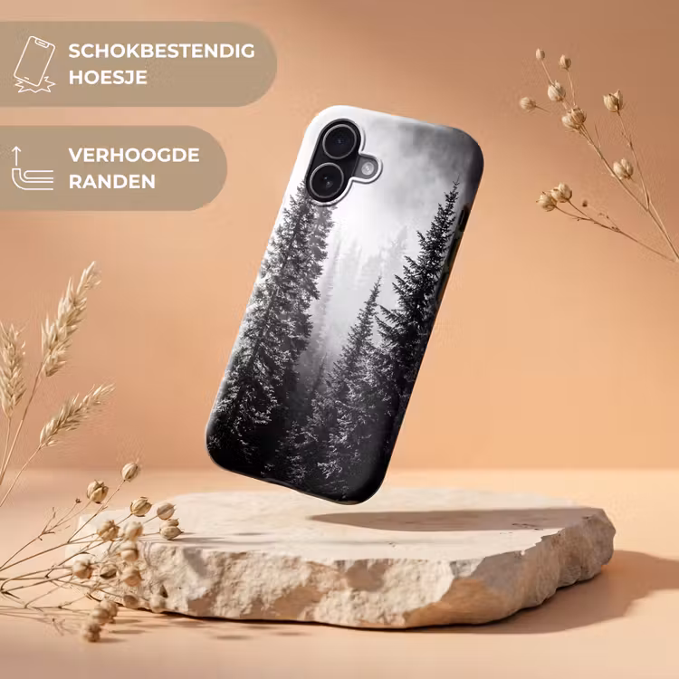Bos - Mist - Winter - Monochroom - Natuur Toughcase MagSafe Apple iPhone 17 klein -USP_RandenV_NL
