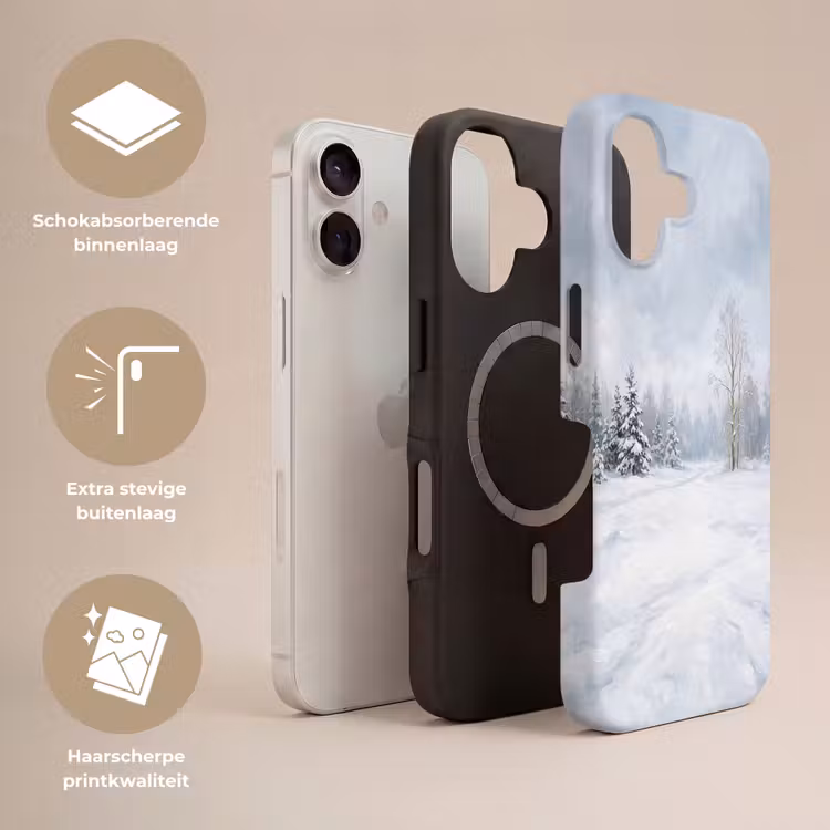 Bospad - Dennen - Sneeuw - Winter - Rustgevend Toughcase MagSafe Apple iPhone 17 klein -USP_Lagen_NL