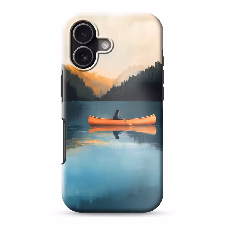 Bossen - Meer - Kano - Oranje Toughcase MagSafe Apple iPhone 17 klein -3d