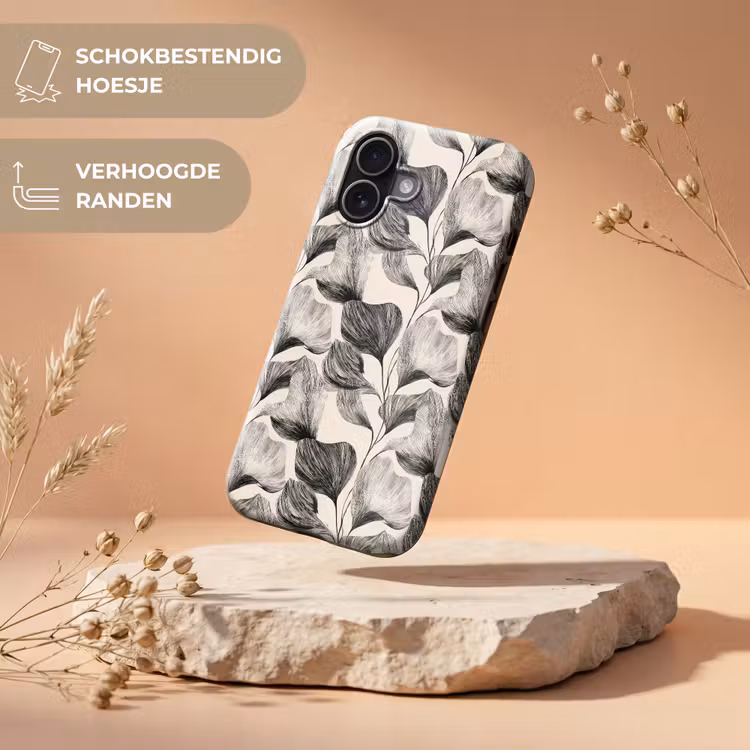 Botanisch - Bladeren - Zwart Toughcase MagSafe Apple iPhone 17 klein 1017 -USP_RandenV_NL